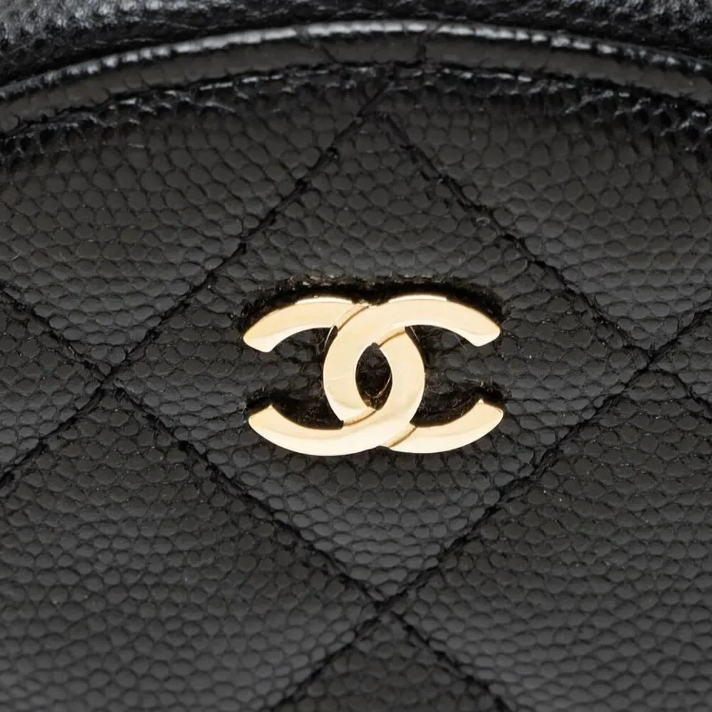Chanel Caviar Leather Round Clutch with Chain